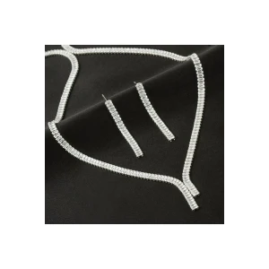 Tamtur Baget Taşlı Lüks Set Kolye 4 mm