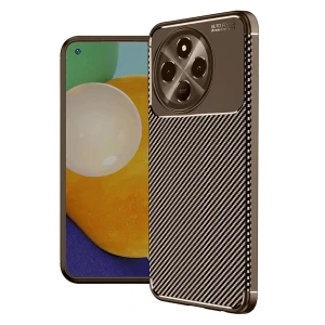 Tecno Spark 30 Pro Kılıf Auto Focus Karbon Kapak - Kahverengi
