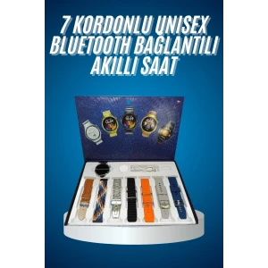 Unısex Yuvarlak Ekranlı 7 Kordonlu Akıllı Saat Gps Destekli Çoklu Kordon Seçeneği