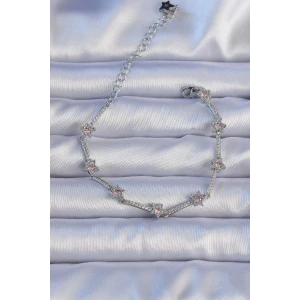 Vip Seri Pirinç Gümüş Renk Zirkon Taşlı Yıldız Model Bileklik - TJ-BB6300