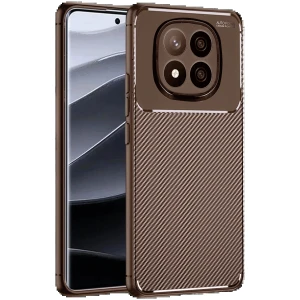 Xiaomi Redmi Note 14 Pro Plus Kılıf Auto Focus Karbon Kapak - Kahverengi