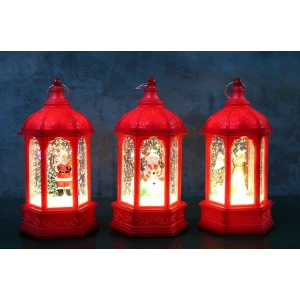 Yılbaşı Temalı Işıklı Kar Küresi Kırmızı Tasarım