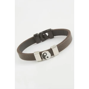 Ying Yang Kaliteli Suni Deri Bileklik