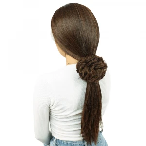 Yoğun Saçlı Lastikli Topuz Toka - Kahve Karamel