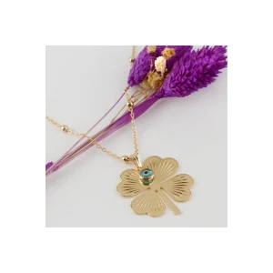 Yonca Figürlü Nazarlı Kolye