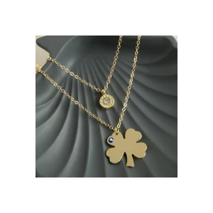 Yonca İsim Yazılabilir Boş Plaka İkili Kolye