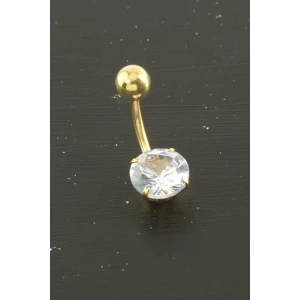 Yuvarlak Zirkon Taşlı Çelik Piercing 1 Adet