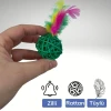 2li Rattan Renkli Peluş Tüy Kedi Köpek Oyuncak Yakalama Çiğneme Çıngıraklı Top Oyuncağı (K95)