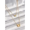 316L Çelik Gold Renk 2Li Simli Kelebek Model Kadın Kolye - TJ-BKO9928
