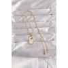 ietaks™ 316L Çelik Gold Renk Beyaz Mineli Tarot Kolye