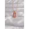 ietaks™ 316L Çelik Gold Renk Mor Mineli El Figür Tarot Kolye