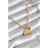 316L Çelik Gold Renk Top Zincir Model Fil Figür Nazar Boncuk Detay Kadın Kolye - TJ-BKO8342