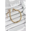 316L Çelik Gold Renk Yassı Zincir Model Kadın Bileklik - TJ-BB7086