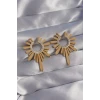 316L Çelik Gold Renk Zirkon Taşlı Güneş Figürlü Küpe - TJ-BKP9063