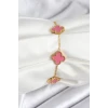 ietaks™ 316L Çelik Gold Zincir Pembe Yonca Renk Bileklik