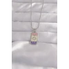 ietaks™ 316L Çelik Gümüş Renk Karışık Mineli Ay Figür Tarot Kolye
