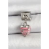 ietaks™ 316L Çelik Gümüş Renk Pembe Kalp Model Nomination Charm
