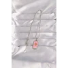 ietaks™ 316L Çelik Gümüş Renk Pembe Mineli Güneş Model Tarot Kolye