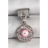 316L Çelik Gümüş Renk Sallantı Zirkon Taşlı Pembe Göz Model Nomination Charm - TJ-BC1373
