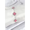 ietaks™ 316L Çelik Gümüş Zincir Pembe Renk Yonca Bileklik