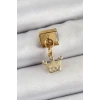 316L Çelik Sallantılı Zirkon Taşlı Kraliçe Tacı Model Gold Renk Nomination Charm - TJ-BC1397