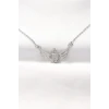 316L Çelik Silver Renk Zirkon Taşlı Kalpli Kanat Kolye - TJ-BKO8515