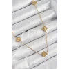ietaks™ 316L Çelik Yonca Model Gold Renk Kadın Kolye