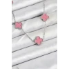 ietaks™ 316L Çelik Zincir Gümüş Pembe Renk Yonca Kadın Kolye