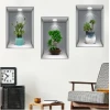 3d Çiçek Vazo Duvar Sticker 3 Lü Set Gri Fon