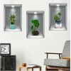 3d Çiçek Vazo Duvar Sticker 3 Lü Set Gri Fon