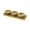 3pcs - Sunum Tepsili   Mini - Çap: 6cm  Ahşap Bambu Lokumluk - Çerezlik Kase