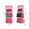 6 Gözlü Pratik Dolap İçi Çanta Askılığı/Organizer (Pembe)