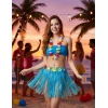 ieg™ Yetişkin ve Çocuk Uyumlu Mavi Renk Püsküllü Hawaii Luau Hula Etek 40 cm