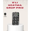 6’lı Grup Priz Termal Korumalı USB Type-C Çoklu Priz 2 Metre Kablo