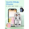 Bluetooth USB Çift Modlu Sessiz Mouse, Şeffaf Mıknatıslı Kapaklı, TypeC Şarjlı, DPI Ayarlı, Kablosuz 10m Çekim Mesafeli, Masaüstü Kısayol Tuşlu, Taşınabilir Şarjlı Mouse Beyaz