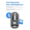 Bluetooth USB Çift Modlu Sessiz Mouse, Şeffaf Mıknatıslı Kapaklı, TypeC Şarjlı, DPI Ayarlı, Kablosuz 10m Çekim Mesafeli, Masaüstü Kısayol Tuşlu, Taşınabilir Şarjlı Mouse Beyaz