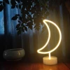 Dekoratif Pilli Ay Tasarımlı 3d Neon Led Masa Ve Gece Lambası