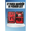 Deri Çantalı Siyah Paslanmaz Çelik 17 Parça Manikür Pedikür Seti