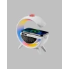 Dijital Saatli Kablosuz Şarj Destekli RGB LED Işıklı Bluetooth Ses Sistemi