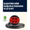 Ev Ve Ofis İçin 3 Metre Kablolu 4 Priz Makarası