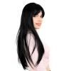 Fiber Sentetik Uzun Düz Kahküllü  Peruk - Siyah
