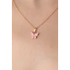 ietaks™ Gold Pembe Renk Kelebek Figür Kadın Kolye