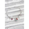 Gül Charmlı Gümüş Renk Pirinç Kadın Bileklik