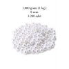 İEG® 1.000 gram (1 kg.) 8mm Beyaz Renk Plastik İnci Boncuk Çanta ve Takı Yapım Boncuğu (~3.200 adet)