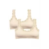 ieg™ 2 Adet Dantel Nakış İşlemeli Pedli Bambu Kadın Büstiyer Krem
