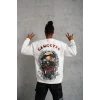 ieg™      3 İplik Gangster Baskılı Sweatshirt - Beyaz -