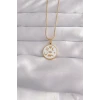 ieg™ 316L Çelik Gold Renk Beyaz Mineli Karışık Figürlü Tarot Kolye