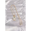 ieg™ 316L Çelik Gold Renk Beyaz Mineli Tarot Kolye