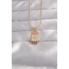 ieg™ 316L Çelik Gold Renk Karışık Mineli Ay Figür Tarot Kolye