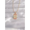 ieg™ 316L Çelik Gold Renk Karışık Mineli Ay Figür Tarot Kolye